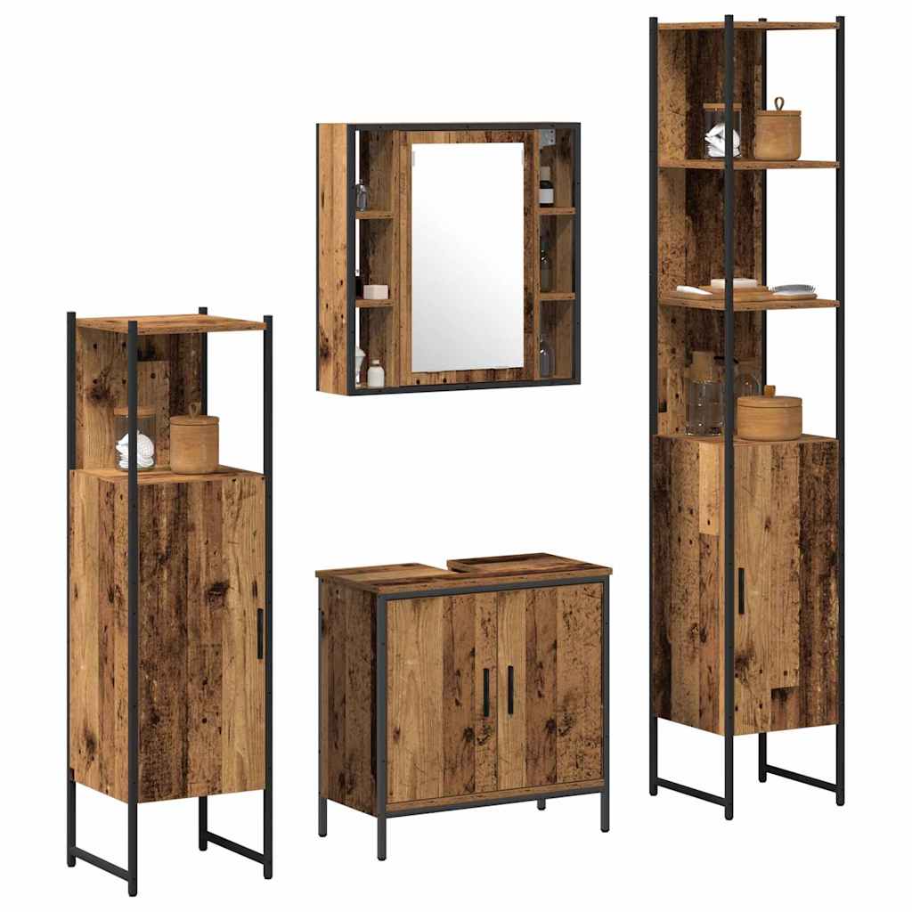 Bathroom Furniture Set with Door 4 pcs Brown 33 x 33 x 185.5 cm